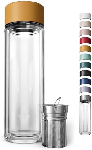 Yellow glass double wall tea infuser