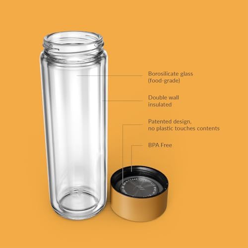 Yellow glass double wall tea infuser — photo 3
