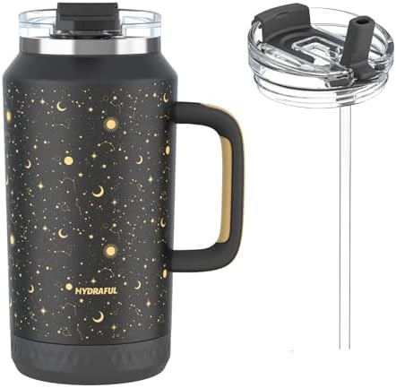 Large 64 oz tumbler with handle and straw