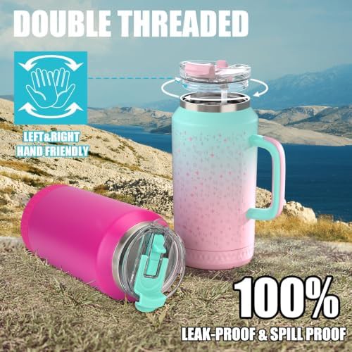 Large 64 oz tumbler with handle and straw — photo 5