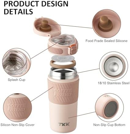 Pink Stainless Steel Mug with Flip Lid — photo 3