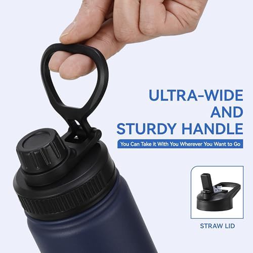 Navy blue kids school water bottle 16 oz — photo 3