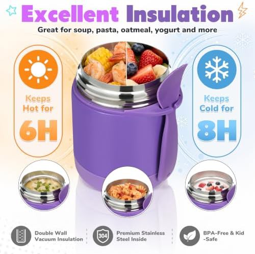 Purple insulated kids soup thermos 10 oz — photo 4