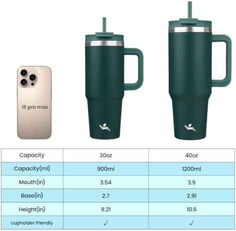 Konokyo 40 oz insulated car friendly tumbler with handle — photo 3