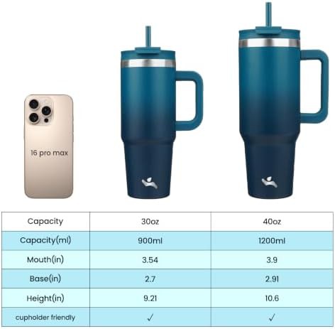 Konokyo 40 oz insulated tumbler water bottle with handle — photo 3