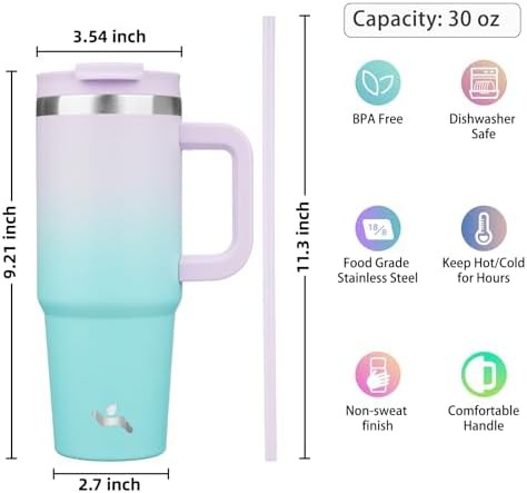 Konokyo 30 oz insulated car friendly tumbler with handle — photo 4