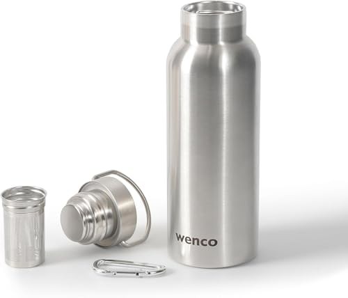 Silver stainless steel flask with tea strainer