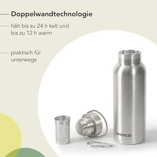 Silver stainless steel flask with tea strainer — photo 4