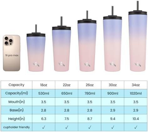 Konokyo 22 oz insulated tumbler water bottle in pastel sunset — photo 3