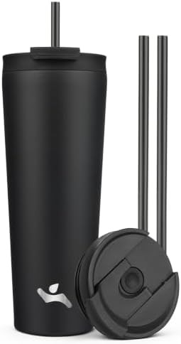 Konokyo 26 oz insulated tumbler water bottle in black
