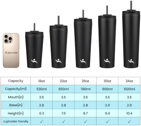 Konokyo 26 oz insulated tumbler water bottle in black — photo 3