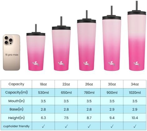 Konokyo 34 oz insulated tumbler water bottle in cherry — photo 3