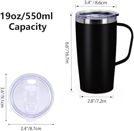 Black insulated travel coffee mug with handle — photo 2