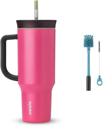 Travel tumbler with spill resistant lid and brush