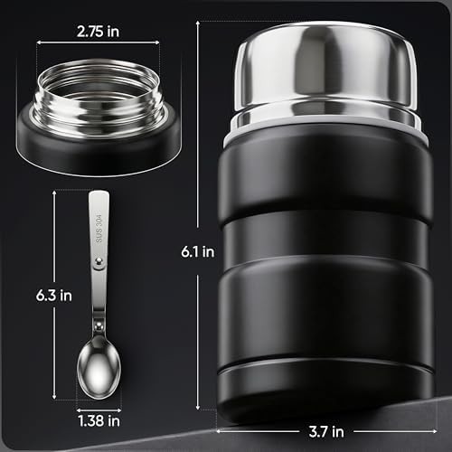 Black stainless steel food thermo with spoon — photo 4