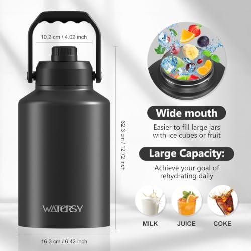 Black one gallon stainless steel thermal jug — photo 5