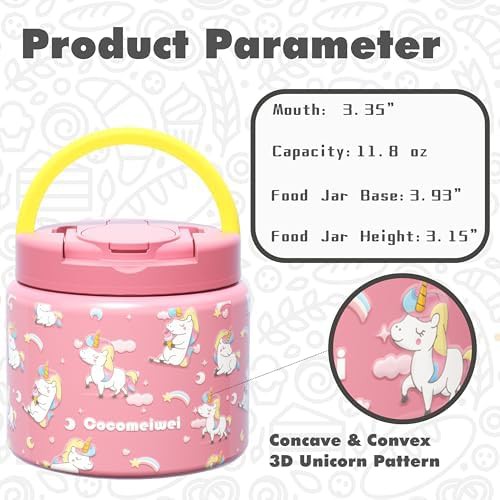 Pink unicorn insulated food jar with spoon — photo 3