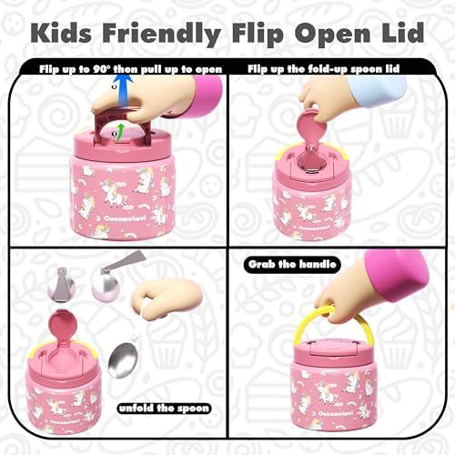 Pink unicorn insulated food jar with spoon — photo 4