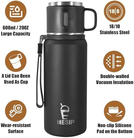 Stainless steel insulated bottle with cup lid 20oz — photo 3