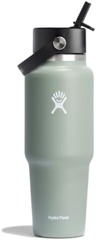 Agave Green Wide Mouth Straw Bottle 32 oz