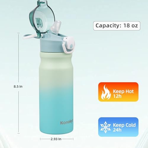 Konokyo 18 oz insulated sports bottle with leakproof lid — photo 3