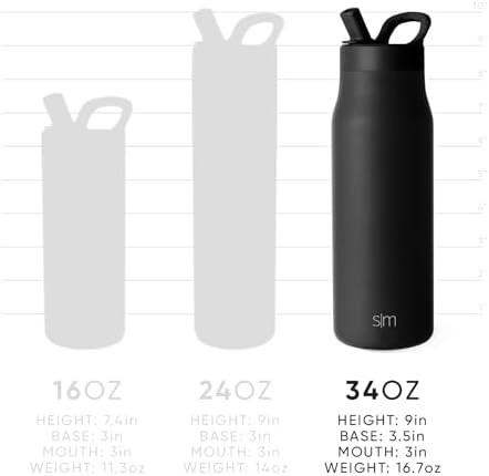 Black water bottle with manual straw 34 oz — photo 4