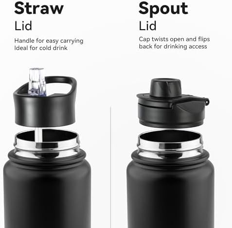 Black insulated bottle with straw lid — photo 3