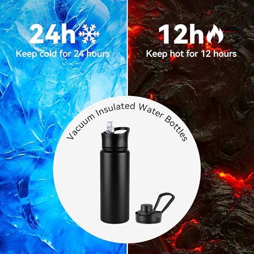 Black insulated bottle with straw lid — photo 4
