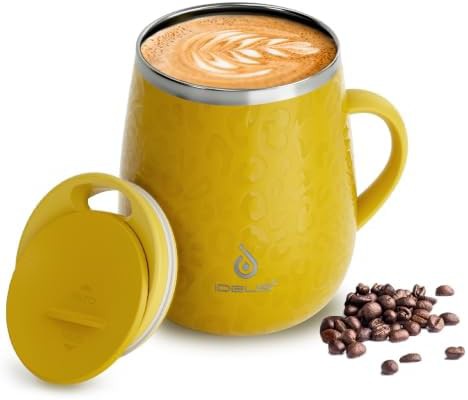 Leopard yellow 16 oz patterned travel mug