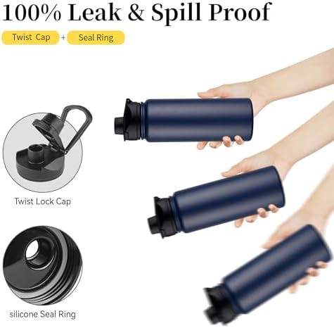 Navy blue insulated sports bottles 8 pack — photo 4