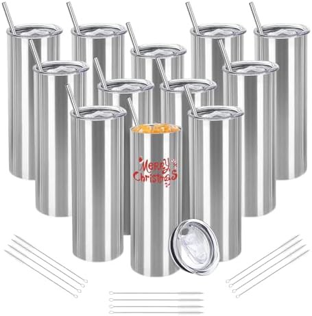 Silver Stainless Skinny Insulated Travel Tumbler