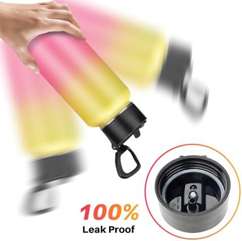 Yellow and Pink Wide Mouth Sports Flask — photo 4