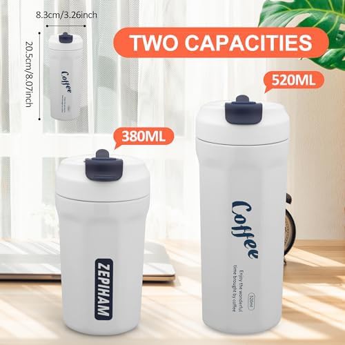 White stainless steel 18oz vacuum insulated coffee tumbler — photo 4