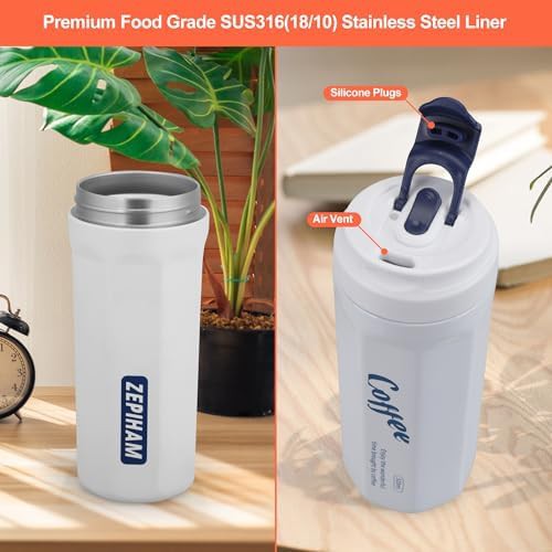 White stainless steel 18oz vacuum insulated coffee tumbler — photo 5