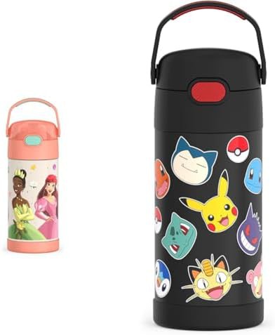 Princess and Pokemon straw bottles 12oz