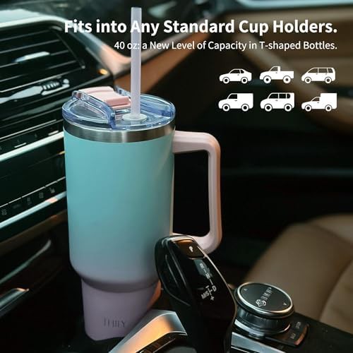 Candy pink insulated tumbler with handle 40 oz — photo 4