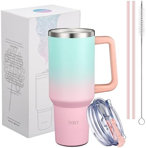 Candy pink insulated tumbler with handle 40 oz — photo 5