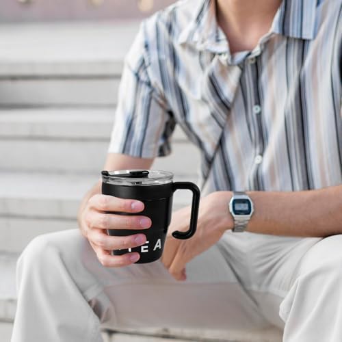 Black insulated coffee mug 14 oz — photo 5