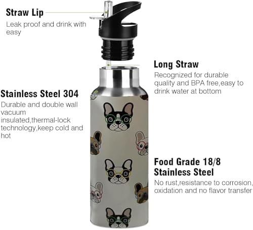 Bulldog Graphic Stainless Steel Straw Bottle 20oz — photo 3