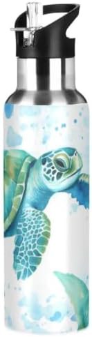 Teal sea turtles stainless flask 20 oz