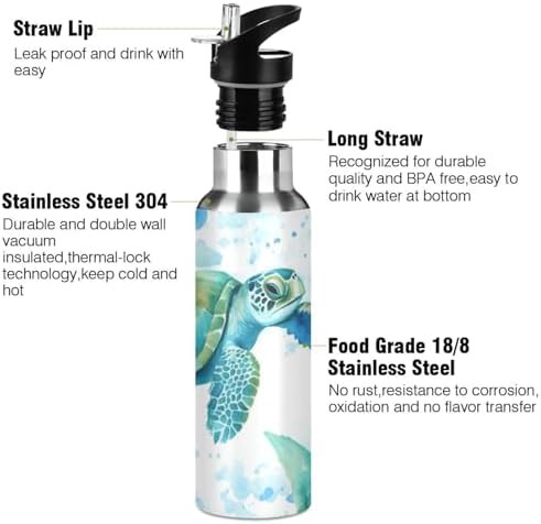 Teal sea turtles stainless flask 20 oz — photo 3