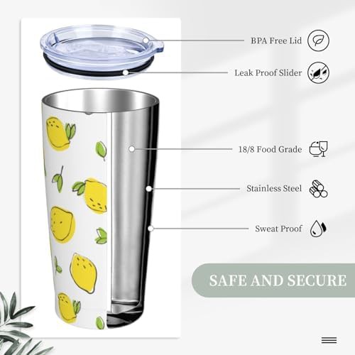 Green lemon pattern insulated tumbler 20 oz — photo 4