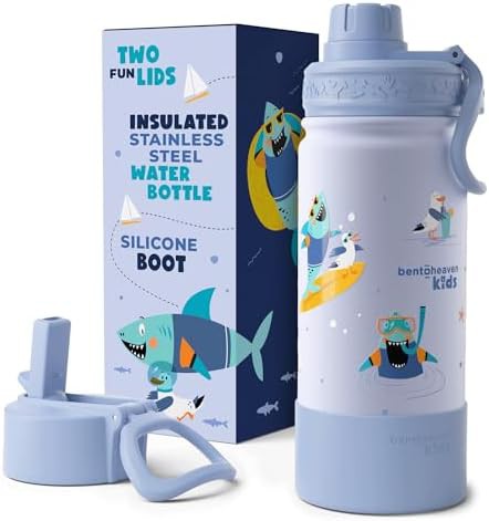 Blue kids stainless steel water bottle