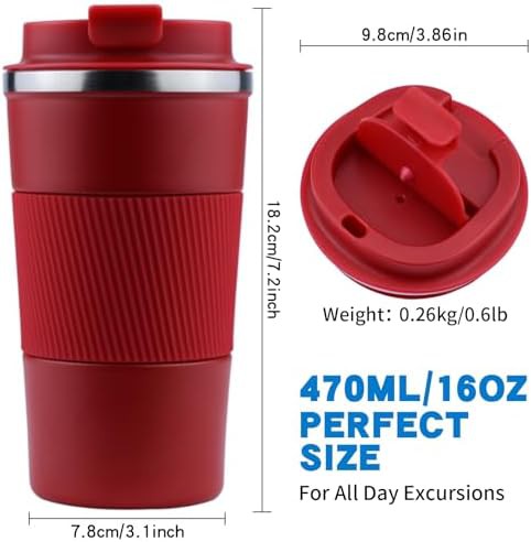 Red 16 oz Insulated Stainless Steel Mug — photo 3