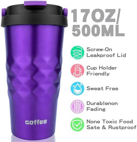 Purple 17 oz Insulated Stainless Steel Cup — photo 5