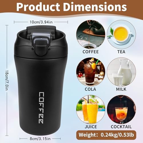 Black 15 oz Stainless Steel Travel Mug — photo 3