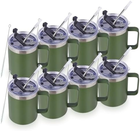 Army green leakproof mug 12 oz 8 pack