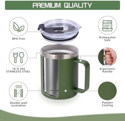 Army green leakproof mug 12 oz 8 pack — photo 3