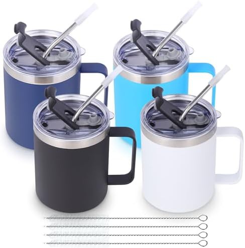 Assorted sliding lid mug 12 oz 4 pack