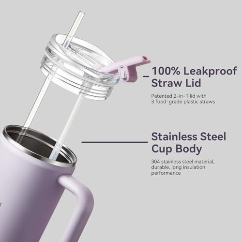 Stainless steel tumbler with straw lid and handle — photo 4